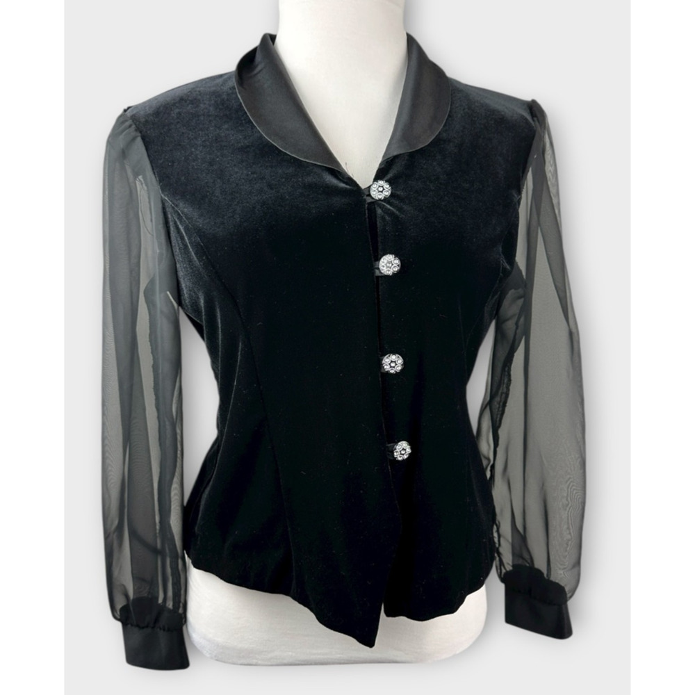 Vintage Another Thyme Velvet Top Size Large Fairy Grunge Victorian Jewel Buttons - Picture 3 of 10